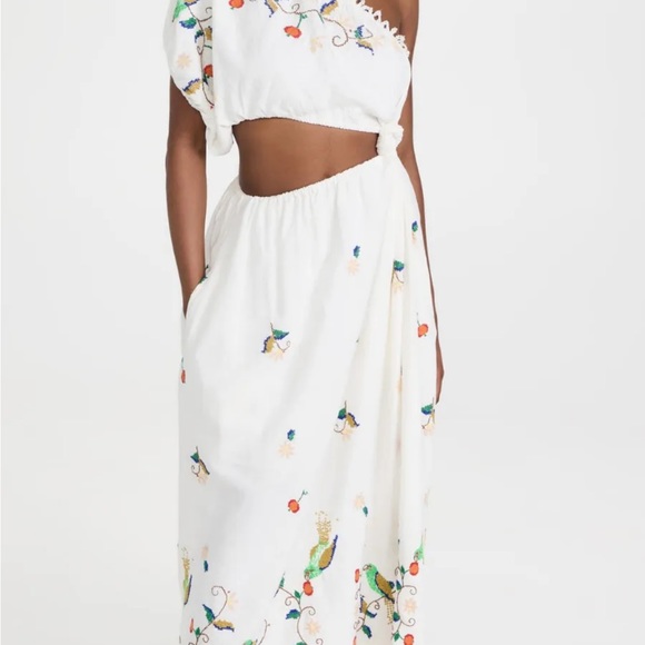 NWT Farm Rio Pitanga One-Shoulder Cut-Out Maxi Dress in Off-White - Size Large - Picture 4 of 8